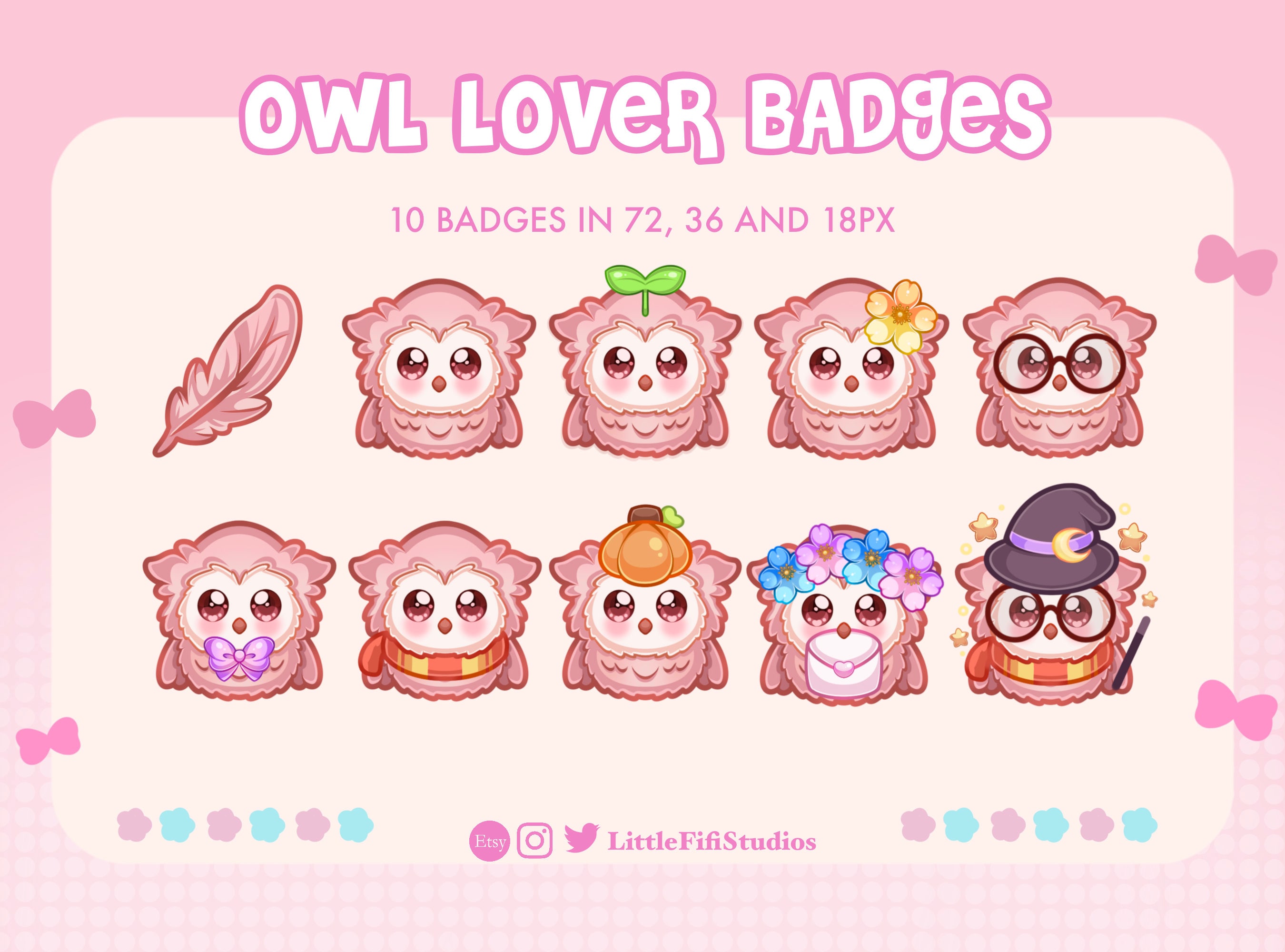 Owl Twitch Sub Badge Collection, Owl Badge, Sub Badges for Twitch/Discord/YouTube, Art for Streamers