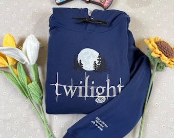 Twilight Saga Embroidered Sweater, Vampire Aesthetic Hoodie, Bookish Shirt, Gift for Fans of New Moon and Eclipse.