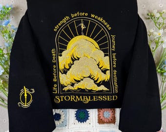 Stormblessed Embroidered Sweatshirt, Stormlight Archive Hoodie, Cosmere Fan Merch, Way of Kings Gift for Book Lovers.