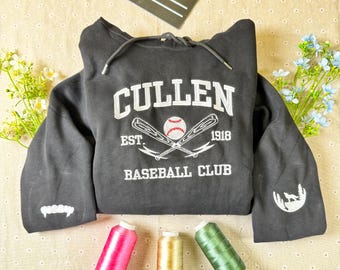 Cullen Baseball Club Embroidered Hoodie And Sweatshirt, Vampire Aesthetic Shirt, Team Edward And Team Jacob Gift.