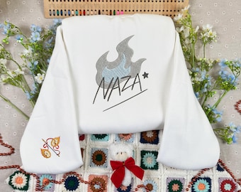 Legend of Hei Nezha Embroidered Sweatshirt Hoodie, Minimal Anime Fire Design, Subtle Donghua Fan Gift.