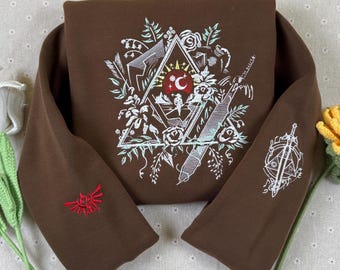 Zelda Triforce Embroidered Hoodie, Nintendo Gamer Sweatshirt, Legend of Zelda Fan Gift.