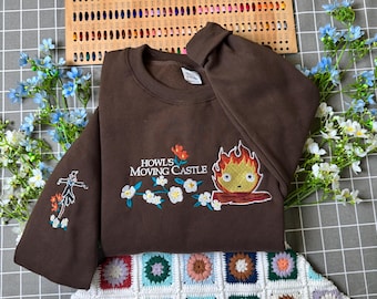 Moletom com Capuz Bordado do Calcifer, Estilo Ghibli Castelo Animado, Presente Unissex Aconchegante e Fantástico.