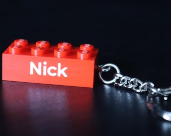 Personalised Engraved LEGO® Keyring **COLOURED** Made using 100% Brand New LEGO® Pieces