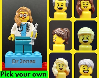 Personalised Engraved LEGO® Brick & Minifigure Doctor / Consultant EMS Emergency, Made using 100% Brand New LEGO®