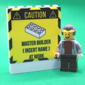 Master Builder Personalised LEGO® Printed Wall and, Personalised Minifigure, gift for Him, Her. Made from 100%  NEW LEGO®