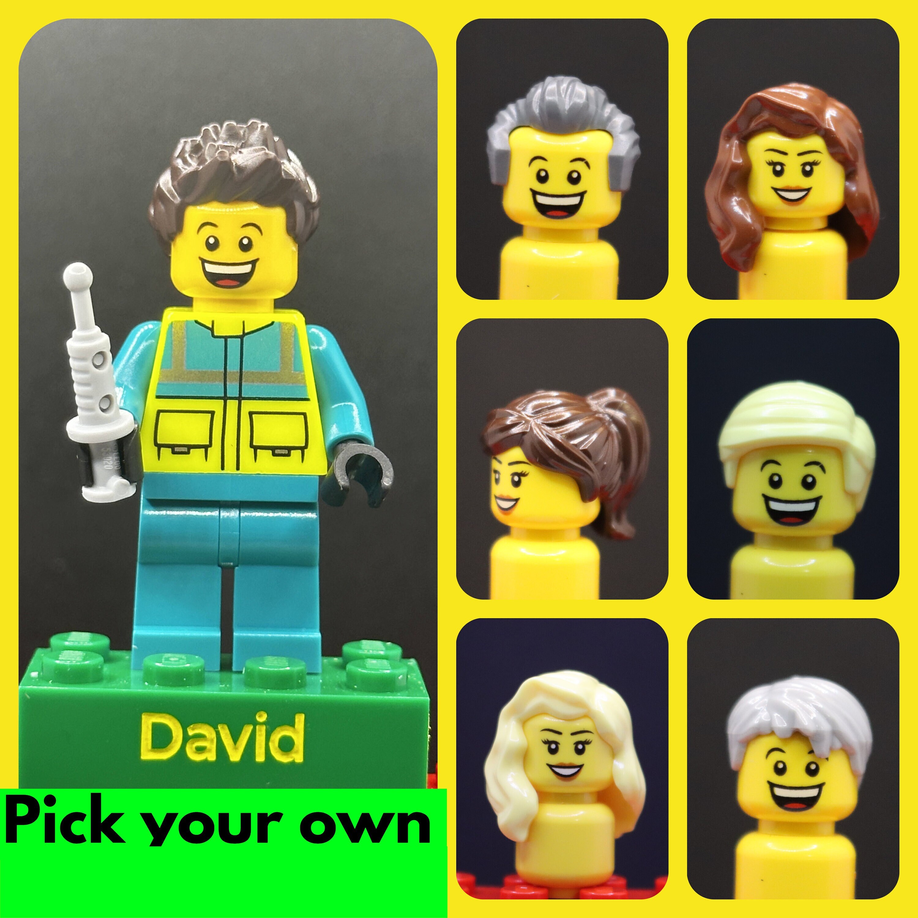 Personalisierte gravierte LEGO® Brick & Minifigur Sanitäter EMS Notfall, Made with 100% Brand New LEGO®