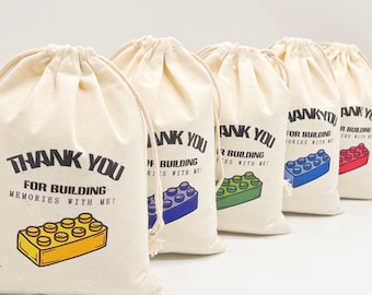 Sacs de fête inspirés de la brique, sacs de cadeaux pour blocs de construction/briques, sacs de remerciements, sac de bonbons, souvenirs de construction, compatibles avec LEGO®