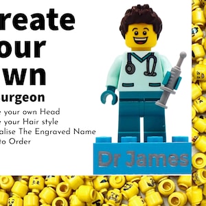 Personalised Engraved LEGO® Brick & Minifigure Doctor / Surgeon, Made using 100% Brand New LEGO®