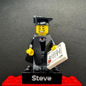 Personalised Graduate Engraved LEGO® Brick & Minifigure Student, University, Grad using 100% Brand New LEGO®