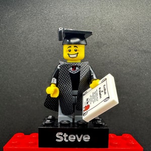 Personalised Graduate Engraved LEGO® Brick & Minifigure Student, University, Grad using 100% Brand New LEGO®