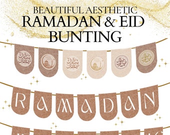 Ramadan & Eid Mubarak Banner Bunting | Party decor | Muslim Eid decorations | Adjustable length | extra long | Download Printable