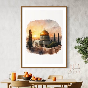 Masjid Al Aqsa Watercolour painting | Islamic Art | Muslim Home Decor | Ramadan Eid Gift | Muslim gift |Palestine Al Aqsa Painting Jerusalem