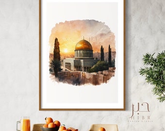 Masjid Al Aqsa Watercolour painting | Islamic Art | Muslim Home Decor | Ramadan Eid Gift | Muslim gift |Palestine Al Aqsa Painting Jerusalem