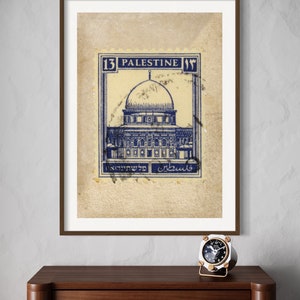 Palästina Poster Stempel Kalligraphie| Moderne Kunst | Wohnzimmer Schlafzimmer | Muslimischer Felsendom | Islamische Wandkunst | Wohndekor Geschenk