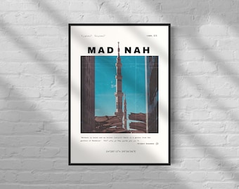Madinah Poster l Arabic Calligraphy | Modern Art | Living room Bedroom | Muslim Wall Art | Personalised | Islamic Wall Art | Home decor Gift