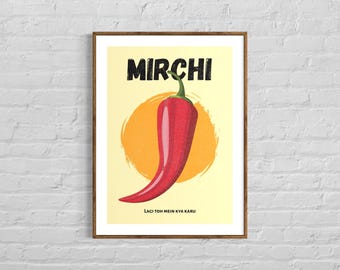 Mirchi Lagi Toh mein kya karu Pakistani Print | Desi Art | Punjabi Urdu | Bollywood Funny Urdu | Gift