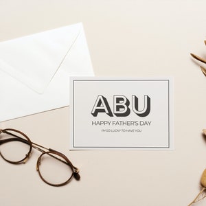 Abu Vaderdagkaart | Leuke Hindi Punjabi Urdu kaart | Desi-kaart | Pakistan vaderdagkaart | Personaliseerbaar met envelop