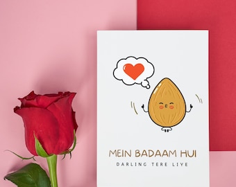 Funny Film Dialogue Card | Fun Love Romantic Hindi Punjabi Urdu Pun | Desi Card | Pakistan Valentines Card | Romantic Card | with Envelope