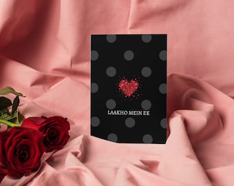 Laakho mein Ek Card | Fun Love Romantic Hindi Punjabi Urdu Card | Desi Card | Pakistan Valentines Card | Romantic Card | with Envelope