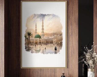 Madinah painting Modern Art | Living room Bedroom | Muslim Art Nabawi  | Islamic Wall Art | Home decor Gift | Minimal Poster