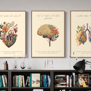 Anatomy Set of 3 prints | Modern Art | Living room Bedroom | Wall Art | Quran Ayah | Islamic Wall Art | Home decor Gift