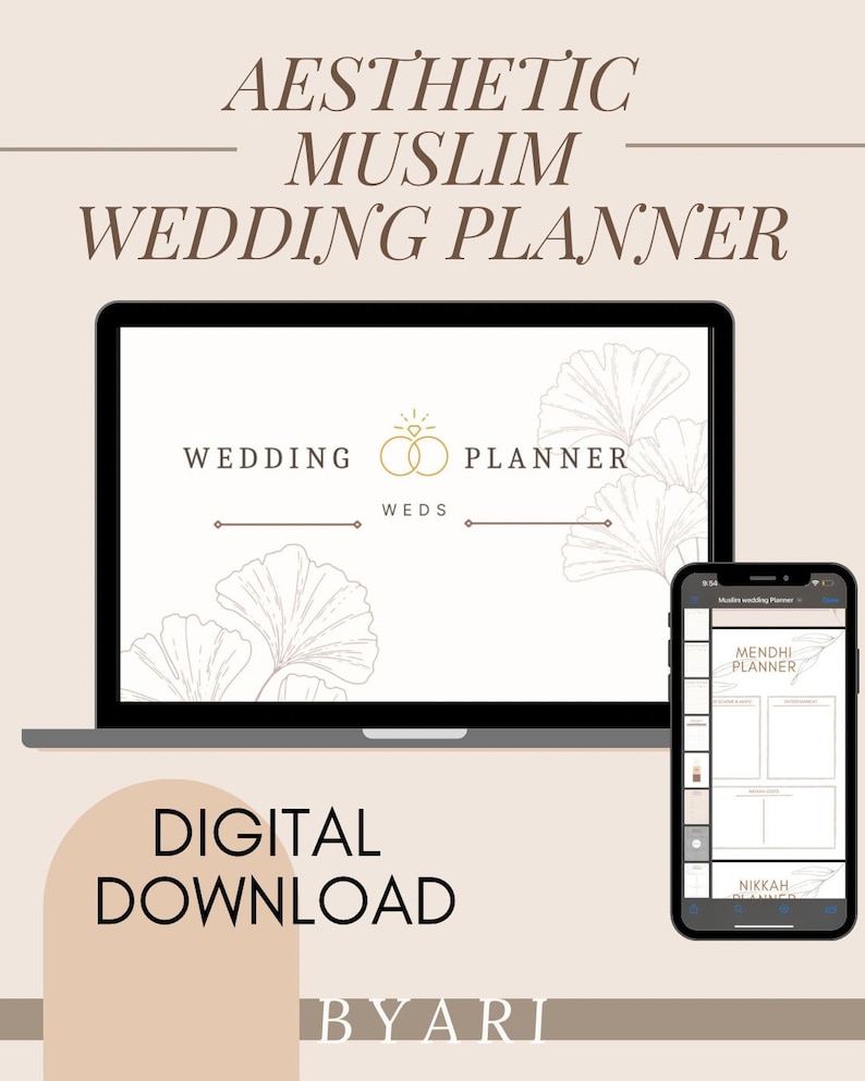 Aesthetic Muslim Wedding Planner Digital Planner Desi Wedding Muslim