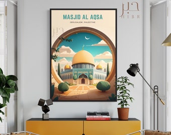 Masjid Al Aqsa illustration | Islamic Art | Muslim Home Decor | Ramadan Eid Gift | Muslim gift |Palestine Al Aqsa Painting Jerusalem