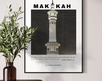 Makkah Poster l Arabic Calligraphy | Modern Art | Living room Bedroom | Muslim Wall Art | Personalised | Islamic Wall Art | Home decor Gift