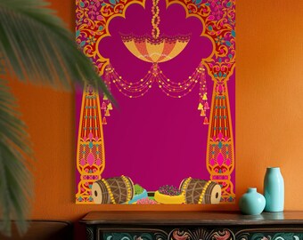 Mendhi Dholki Haldi Sanger Sign Board Design | Welcome board Invite | Mehndi Decor | Digital File