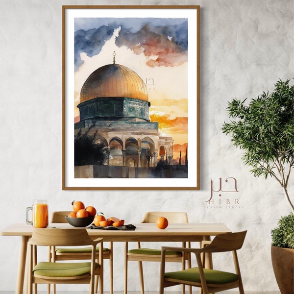 Masjid Al Aqsa Watercolour painting | Islamic Art | Muslim Home Decor | Ramadan Eid Gift | Muslim gift |Palestine Al Aqsa Painting Jerusalem