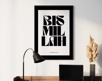 Bismillah Poster l Arabic Calligraphy | Modern Art | Living room Bedroom | Muslim Art | Personalised | Islamic Wall Art | Home decor Gift