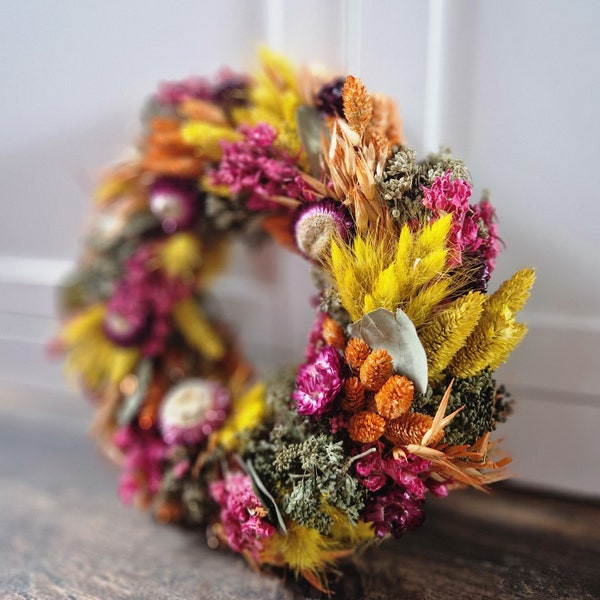 Fantastically beautiful dried flower wreath - spring wreath - table decoration - wall decoration - colorful flower wreath - colorful - door wreath spring summer