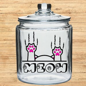 Cat Treat Jar: Half Gallon Glass Canister, Cat Lover Gift