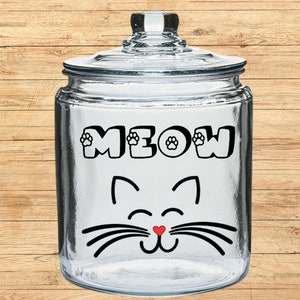 Cat Treat Jar: Half Gallon Glass Canister, Cat Lover Gift