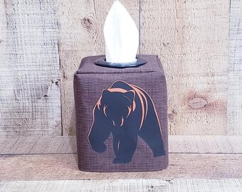 Bear Decor,Woodland Animals,Woodland Tissue Cover,  Cabin Decor, Hunting Decorations, Mancave Decor, Tissue Box Cover, Decorative Tissue Box