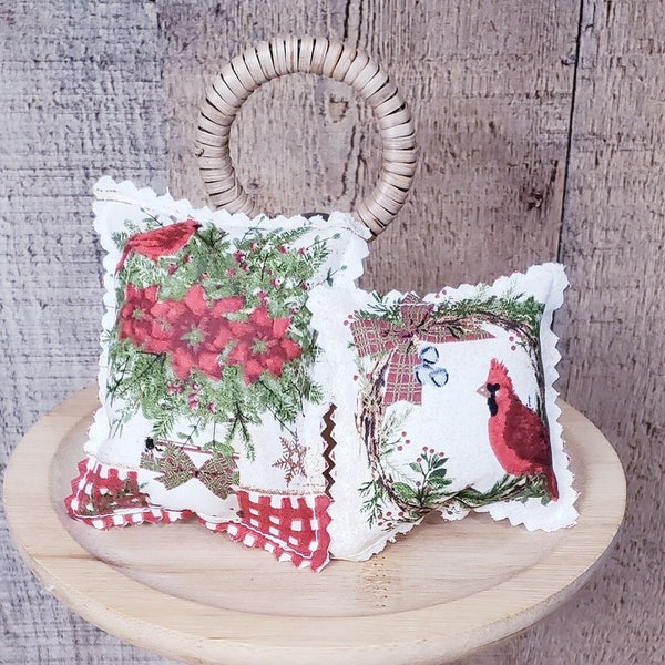 Set of 2, Farmhouse Mini Pillows, Tiered Tray Pillows, Stuffed Christmas Pillows, Mini Pillows, Farmhouse Decor, Christmas Decor