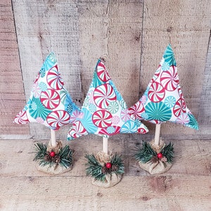 Holiday Candy Tree, Fabric Christmas Trees, Christmas Trees, Farmhouse Winter Decor, Christmas Mantel Decor, Christmas Trees, Stuffed Trees
