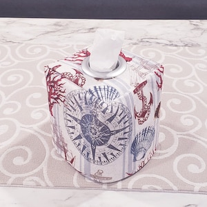 Nautical Decor, Coastal Decor, Beach Decor,Nautical Themed, Tissue Cover, Square Tissue Holder, Tissue Box Cover,Fabric Tissue Cover