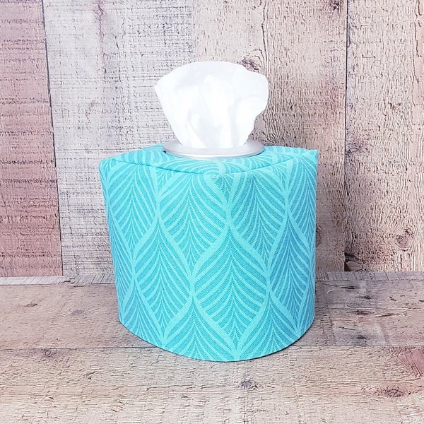 Teal Tissue Box Cover, Floral Printed Tissue Box Cover, Spring Decor, Fabric Tissue Cover, Nursery Decorations,Decorative Box Cover
