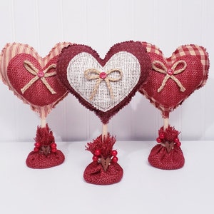 Vintage Hearts,Valentine&#39;s Decor,Valentine&#39;s Heart, Stuffed Hearts,Valentine&#39;s Tiered Tray,Valentine&#39;s Coffee Bar Decor,Fabric Hearts,Cupids