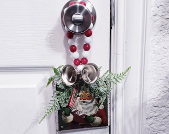 Vintage Santa, Christmas Door Charm, Door Knob Decor,Christmas Door  Hanger, Door Bell, Winter Door Hanger, Farmhouse Christmas, Door Charm