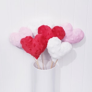 Minky Dot Heart Picks,Soft Minky Hearts,Heart Picks, Plant Sticks,Valentine&#39;s Floral Picks, Floral Picks, Valentine&#39;s Decor,Decorative Picks