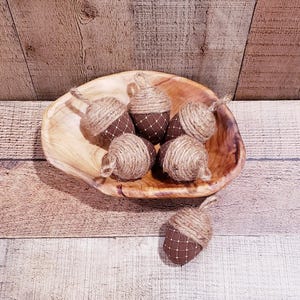 Brown and White Plaid,  Farmhouse Acorns, Acorn Bowl Fillers , Rustic Fall Decor, Farmhouse Decor, Fabric Covered Acorns, Fall Acorns