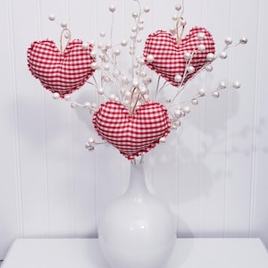 Heart Ornaments, Valentine&#39;s Ornaments, Tree Ornaments, Vintage Hearts, Farmhouse Valentine&#39;s, Country   Hearts,Country Decor,Plaid Hearts