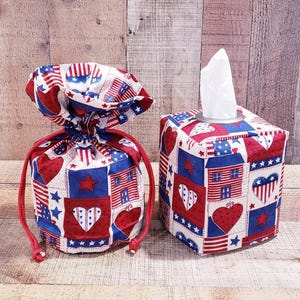 Farmhouse Decor ,Patriotic Decor, Tissue Box Cover, Toilet Paper Cover, Toilet Tissue Holder, Spare Toilet Tissue, Decorative Tissue Cover
