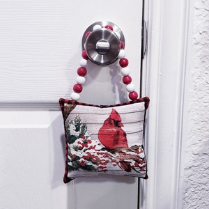 Christmas Cardinal, Christmas Door Knob Hanger, Door Decor, Door Pillow, Holiday Decor, Winter Door Hanger, Farmhouse Christmas, Door Charm