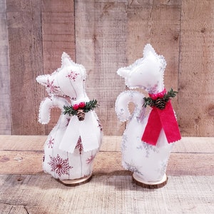 Christmas Cats, Holiday Cats, Holiday Fabric Cats, Cat Decoration, Holiday Decoration, Indoor Christmas Decoration, Christmas Decor