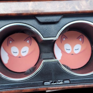 Fox Car Coasters: Neoprene Car Accessories, Fall Decor (Set of 2)