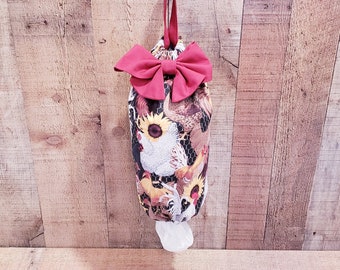 Hahn und Sonnenblume, Plastiktaschenhalter, Plastiktaschen organizer, Einkaufstaschenträger, waschbar großer Einkaufstaschenspender